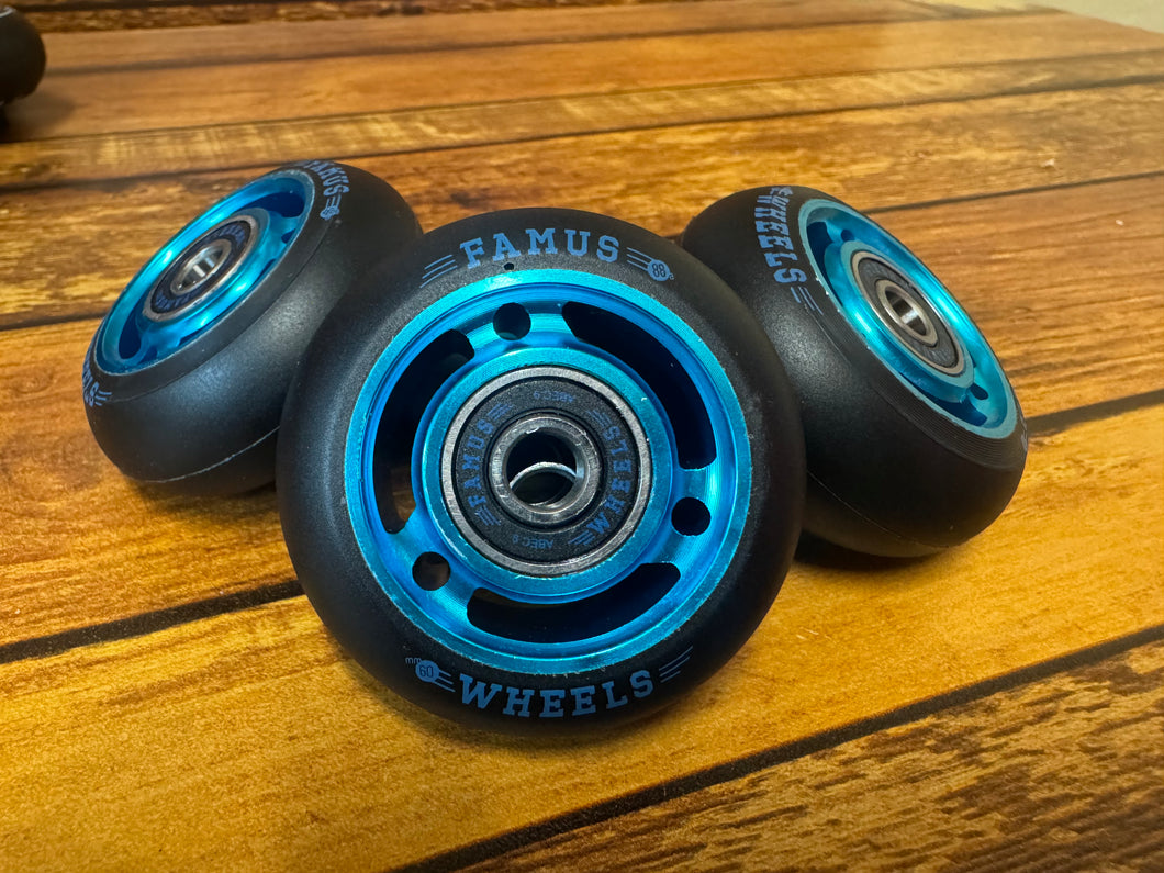 Famus Wheels 60mm 88a - 3 Spoke - Bearings included - Blue Core