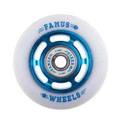 Famus Wheels - 6 Spoke - Preinstalled Abec9 bearings - White/ Blue - 60mm / 92A