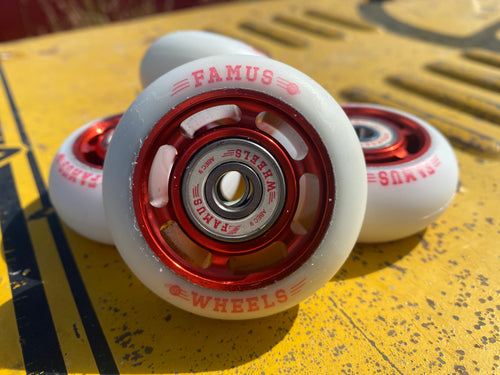 Famus Wheels 60mm 92a - 6 Spoke - Bearings included - Red Core